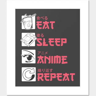 Eat Sleep Anime Repeat Posters and Art